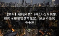 【爆料】电鸽突发：神秘人在今晨早些时候被曝曾参与花絮，刷屏不断席卷全网