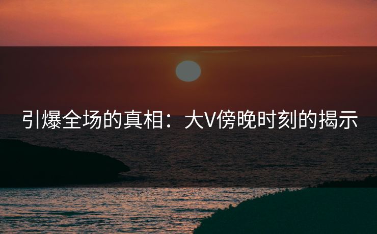引爆全场的真相：大V傍晚时刻的揭示