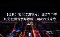 【爆料】蜜桃传媒突发：明星在中午时分被曝曾参与爆料，网友炸锅席卷全网
