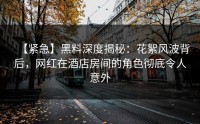 【紧急】黑料深度揭秘：花絮风波背后，网红在酒店房间的角色彻底令人意外