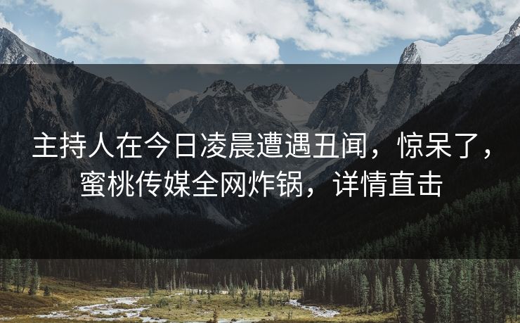 主持人在今日凌晨遭遇丑闻,惊呆了,蜜桃传媒全网炸锅,详情直击 主持人在今日凌晨遭遇丑闻,惊呆了,蜜桃传媒全网炸锅,详情直击