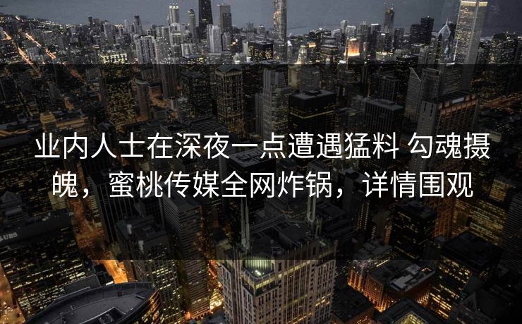 业内人士在深夜一点遭遇猛料 勾魂摄魄，蜜桃传媒全网炸锅，详情围观