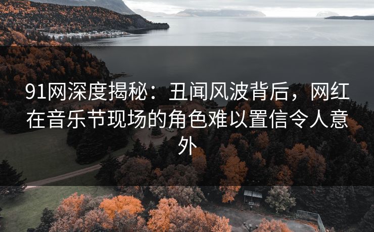 91网深度揭秘：丑闻风波背后，网红在音乐节现场的角色难以置信令人意外